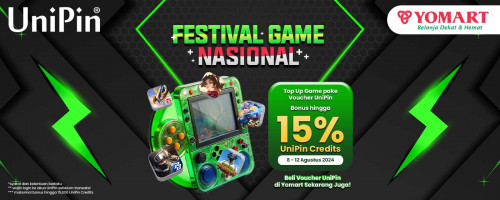 Festival Game Nasional – Beli Voucher UniPin di Yomart dan Dapatkan Bonus hingga 15% UniPin Credits